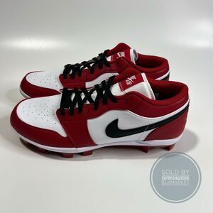 Air Jordan 1 Retro MCS Low 'Chicago' Red White Baseball Cleats CJ8524-611 Sz 14